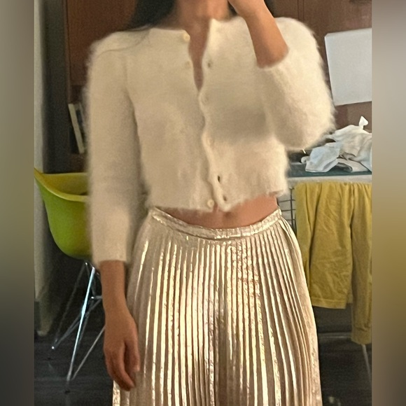 Angel mohair mini cropped cardigan off white ivory XS - Picture 4 of 11